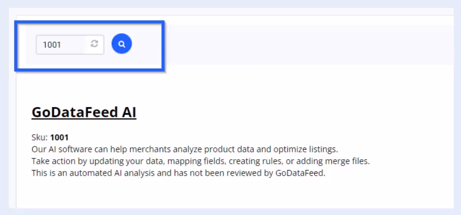 search any SKU directly in the Analysis Report using the Search bar in the top left-hand corner of the Report