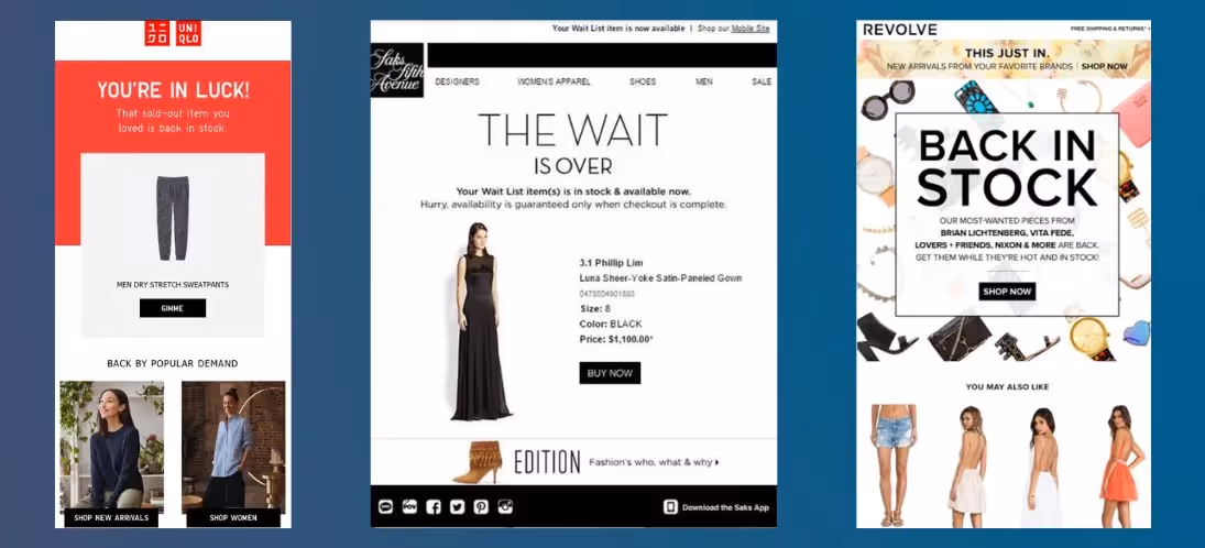 back in stock email example