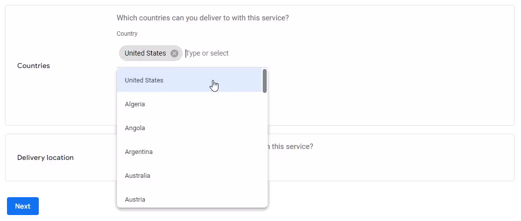 configure shipping in google merchant center