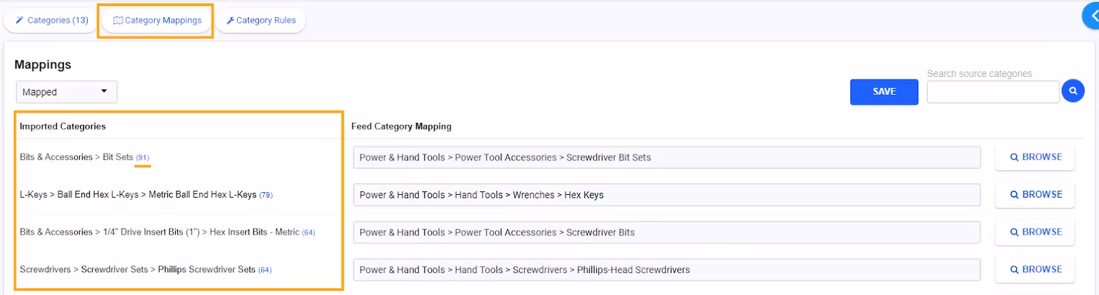 Category Mapping in GoDataFeed