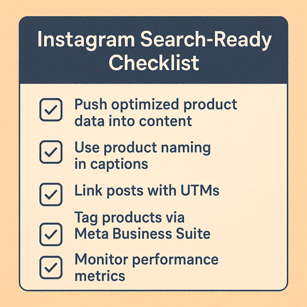 Checklist for optimizing Instagram content for Google Search visibility