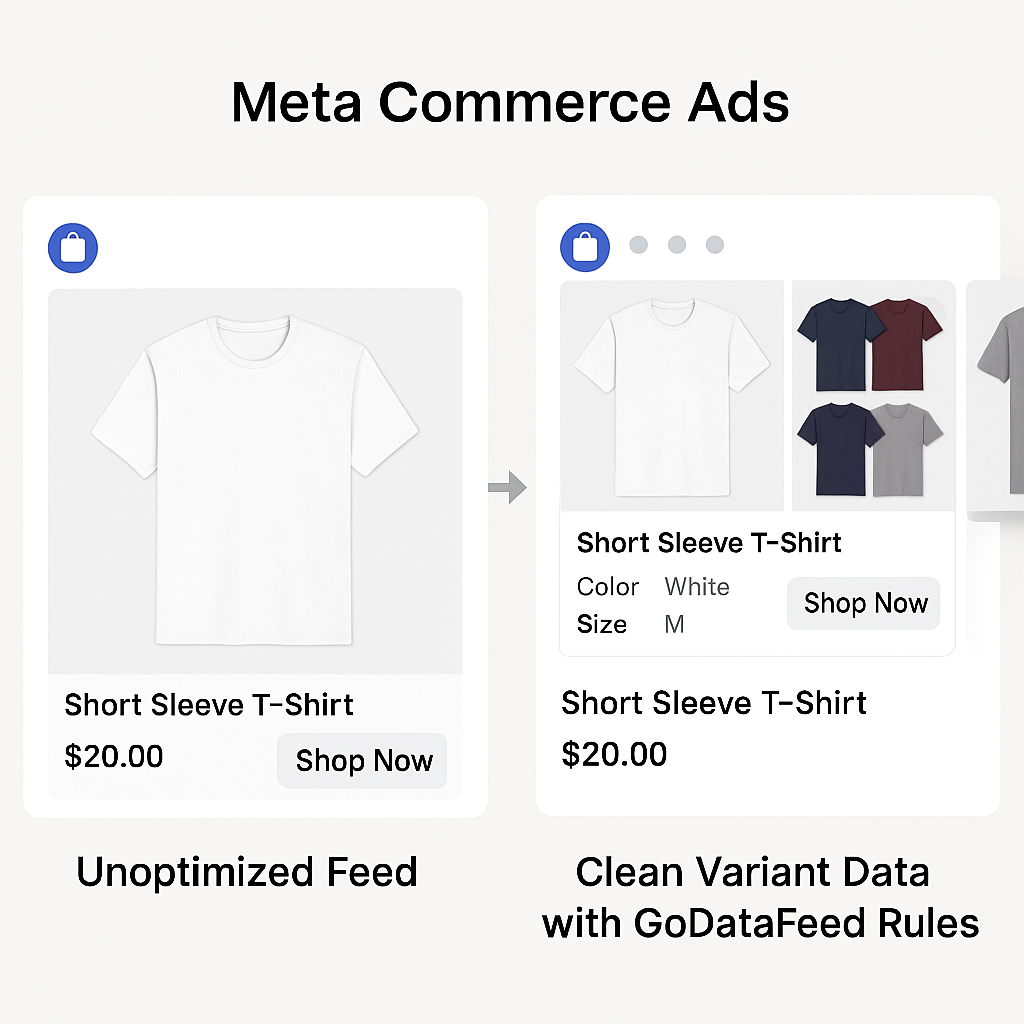 Optimizing variant data with GoDataFeed transforms Meta ads from flat listings to dynamic, high-converting experiences.