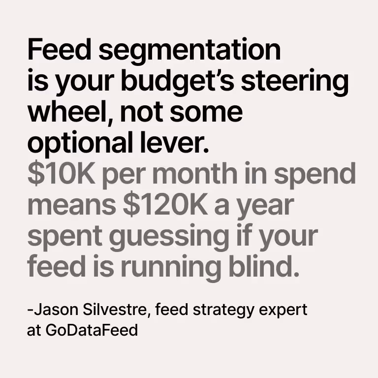 Feed segmentation isn’t optional—it’s how you control $120K/year in ad spend and avoid flying blind