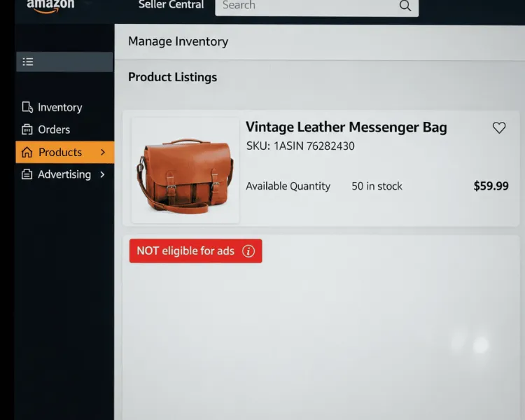 Amazon Seller Central error - Live not eligible for ads