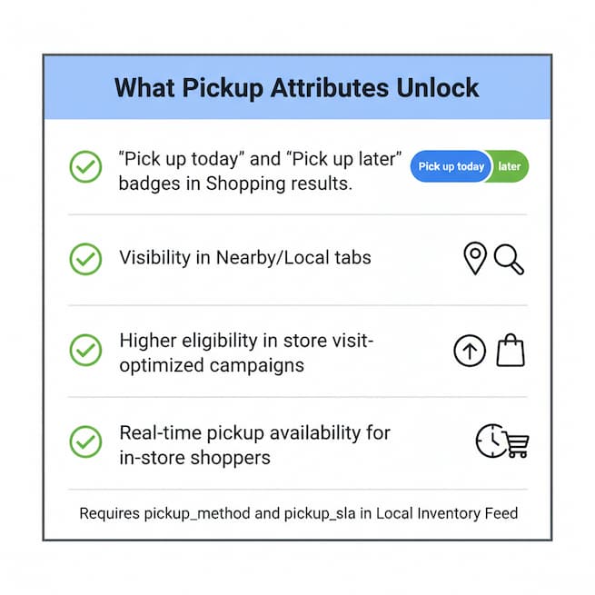 What you unlock when pickup_method and pickup_sla are properly included in your feed.