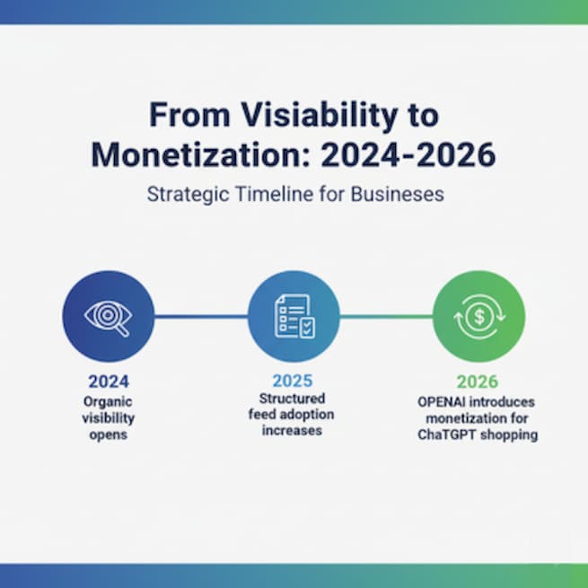 ChatGPT commerce timeline: Feed optimization now secures visibility before monetization hits in 2026.
