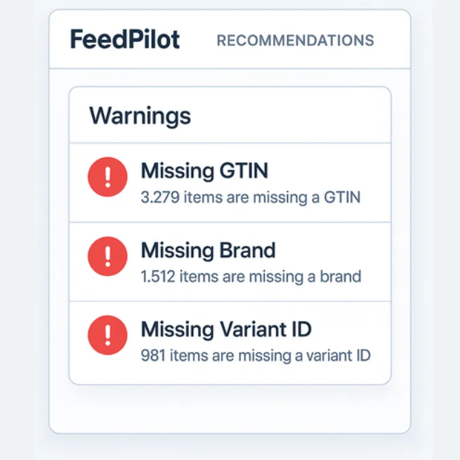 Common feed errors like missing GTINs and variant IDs hurt visibility during peak.