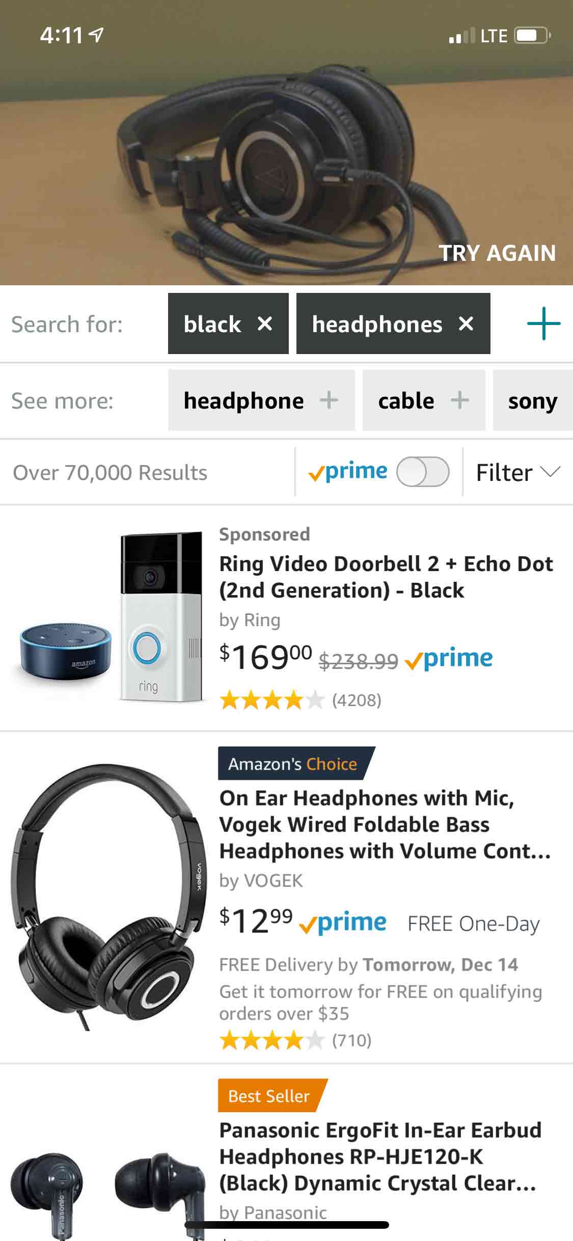 amazon camera search results