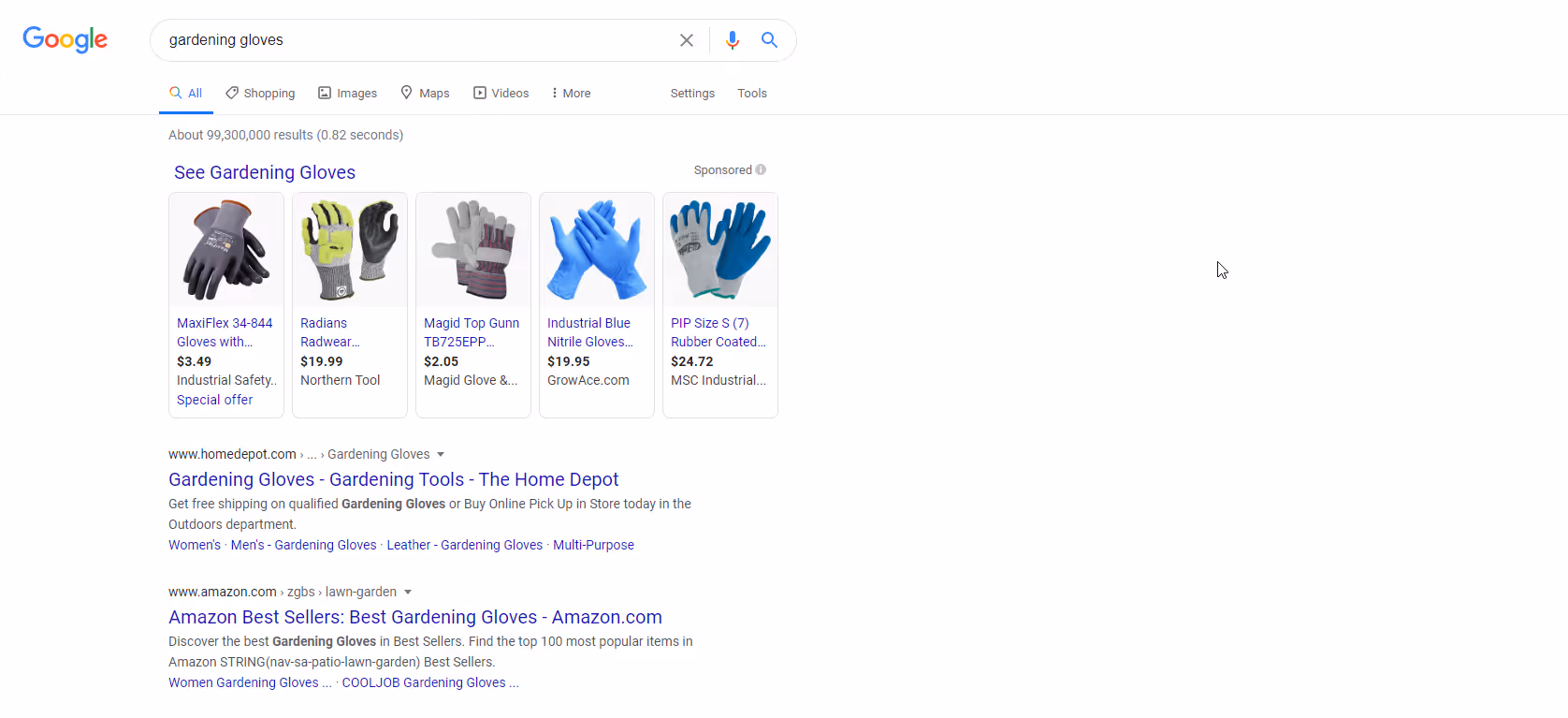 Google shopping ads on search results
