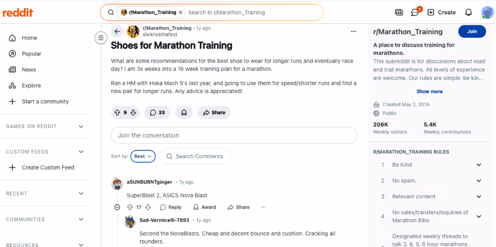 Example of users looking for recommendations on Reddit