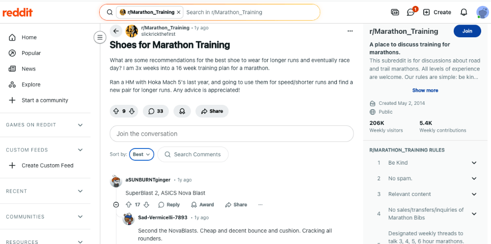 Example of users looking for recommendations on Reddit