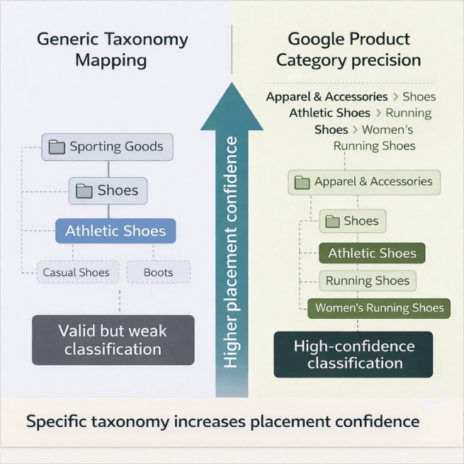 Taxonomy Precision Affects Auction Placement
