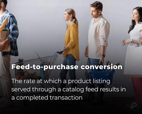 Feed-to-purchase conversion from product listing to transaction