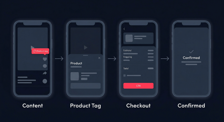 TikTok Shop path from content to checkout