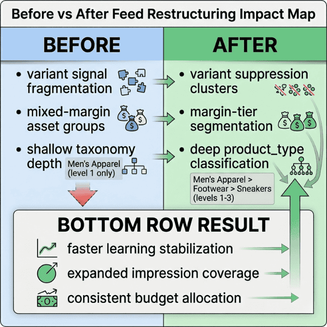 Before vs After Feed Restructuring Impact Map
