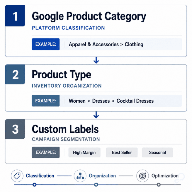 Google Product Category vs Product Type vs Custom Labels