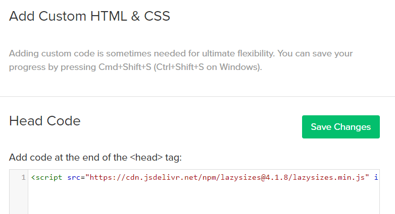 Webflow site settings -> custom code