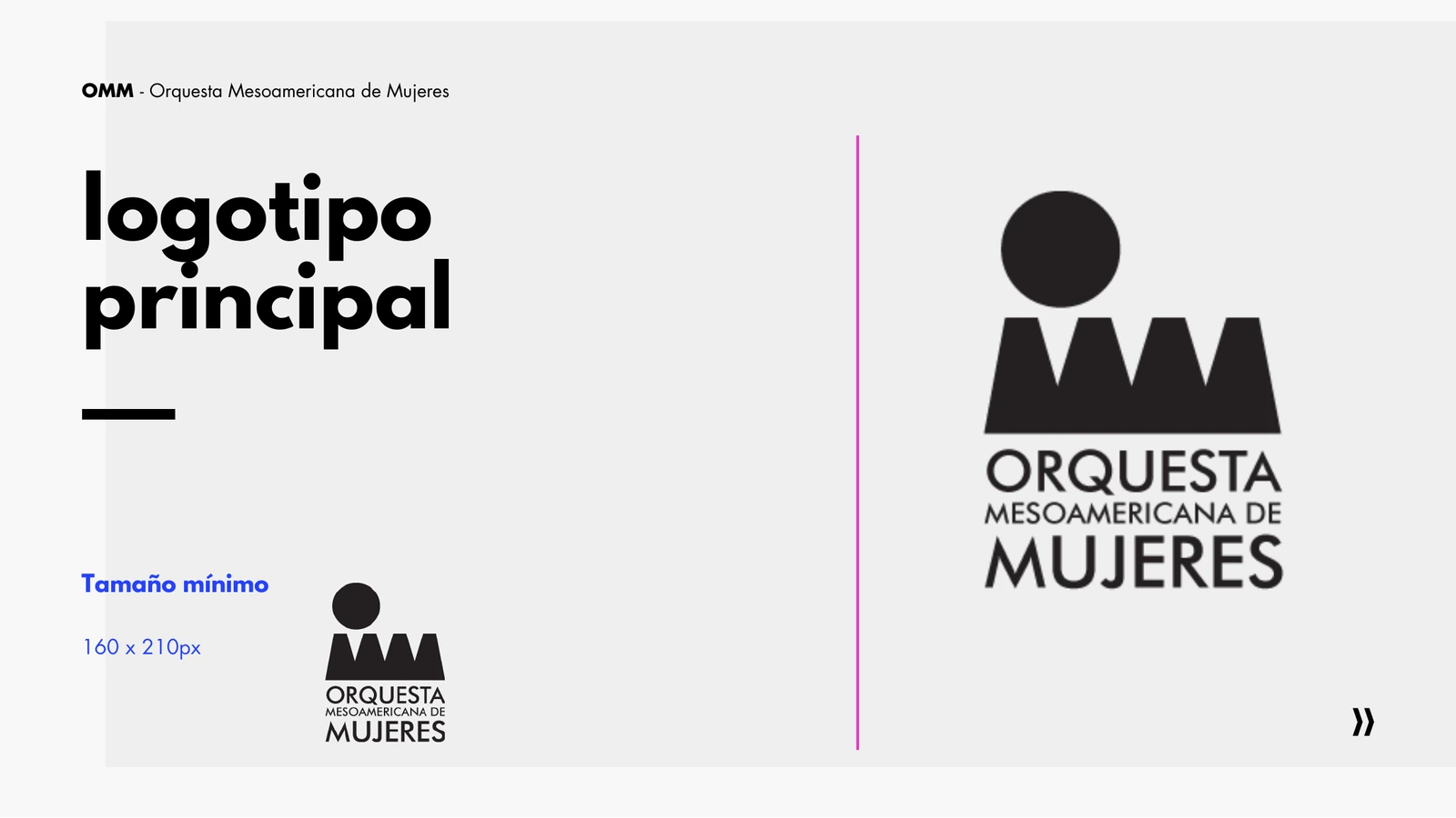 The stacked Orquesta Mesoamericana de Mujeres logo: a solid circle above three heavy M shapes.