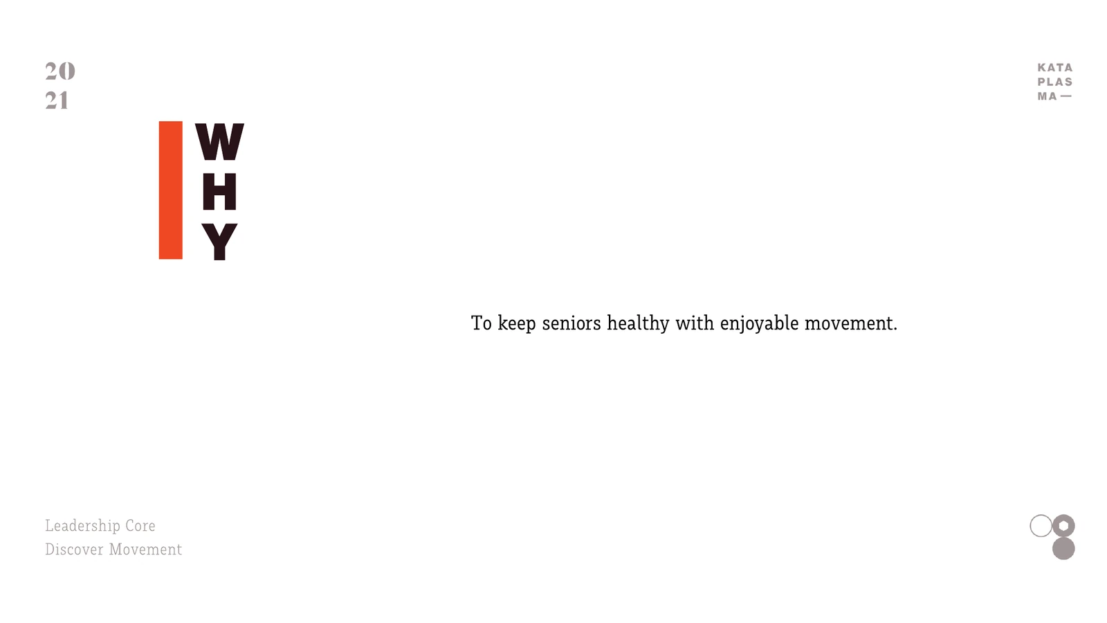 Roadmap page stating the purpose: to keep seniors healthy with enjoyable movement.