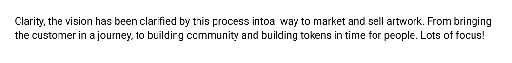 Justin's closing note in the worksheet: Clarity, lots of focus.
