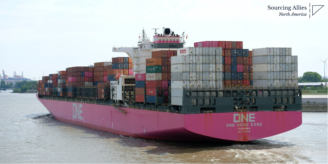 Strategic China product sourcing - Container freight vessel