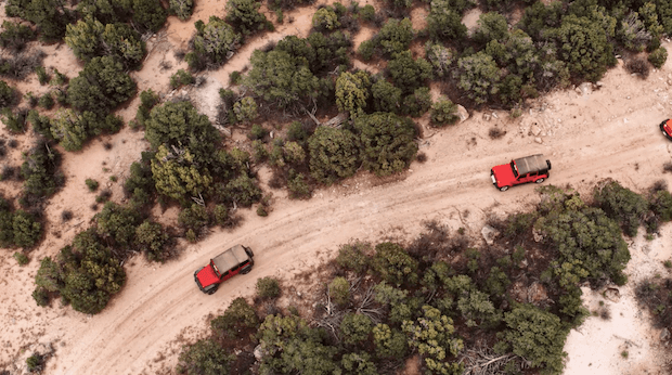 jeeps at a company retreat