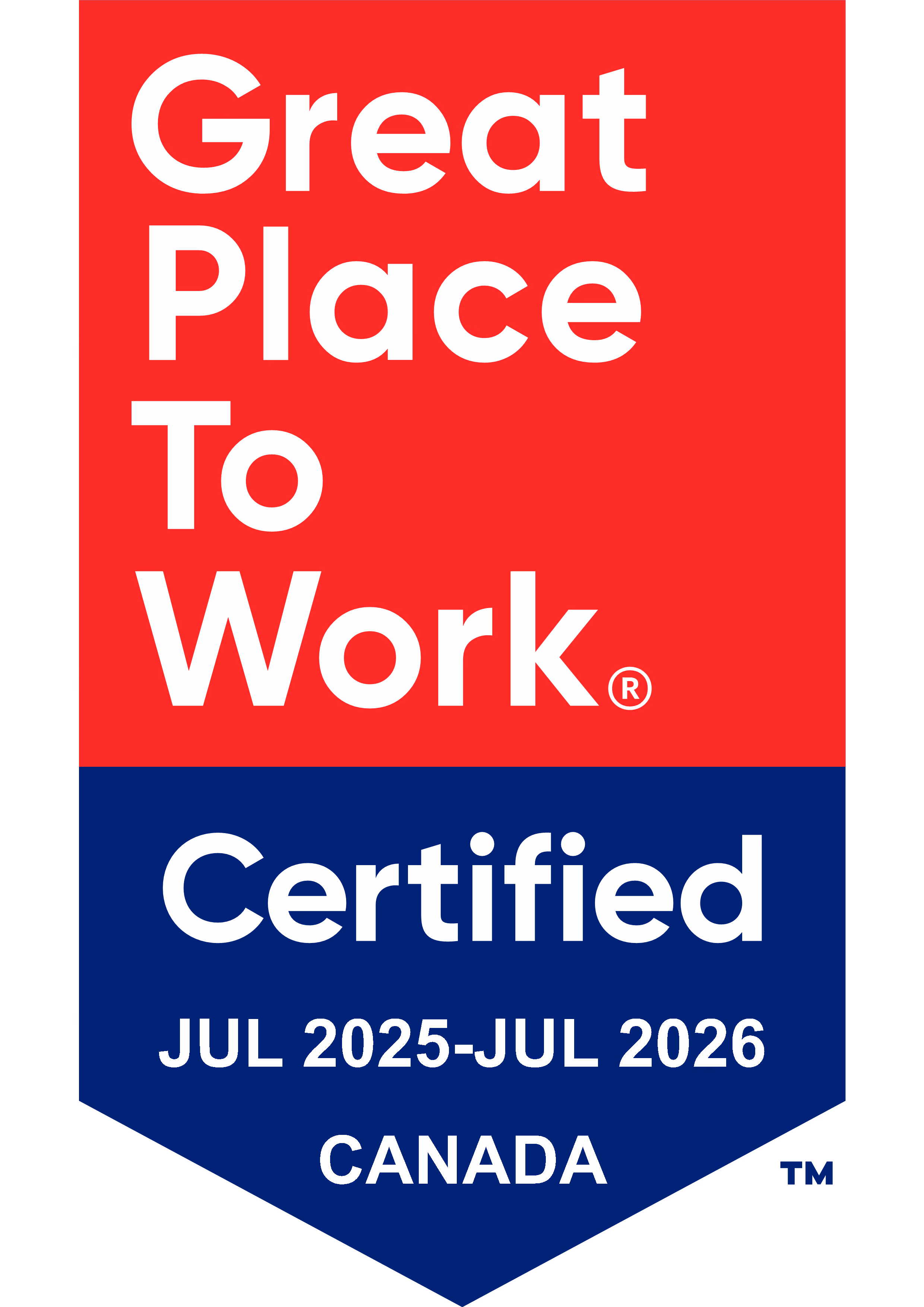 Great Place To Work Certified Canada badge for 2025-2026