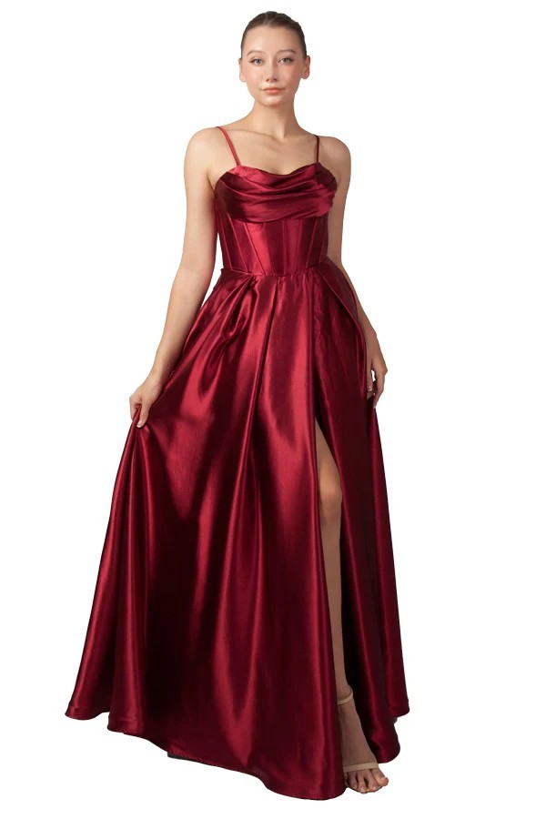 Stunning Miss Anne gown, full length with corset bodice and leg split.