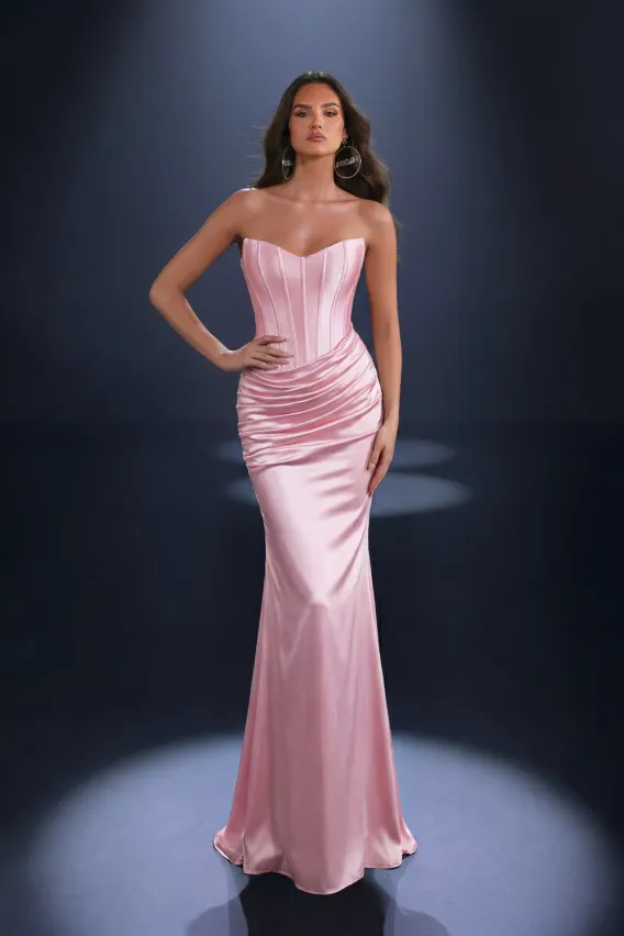 Style NC4113 in Chocolate is designed to sculpt and flatter, with a structured bodice and soft draping that enhances every curve. The deep brown tone adds a touch of understated luxury — elegant without trying too hard.