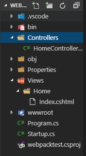 A screenshot of the ASP.NET project structure