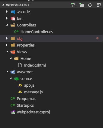 A screenshot of the extended ASP.NET project structure