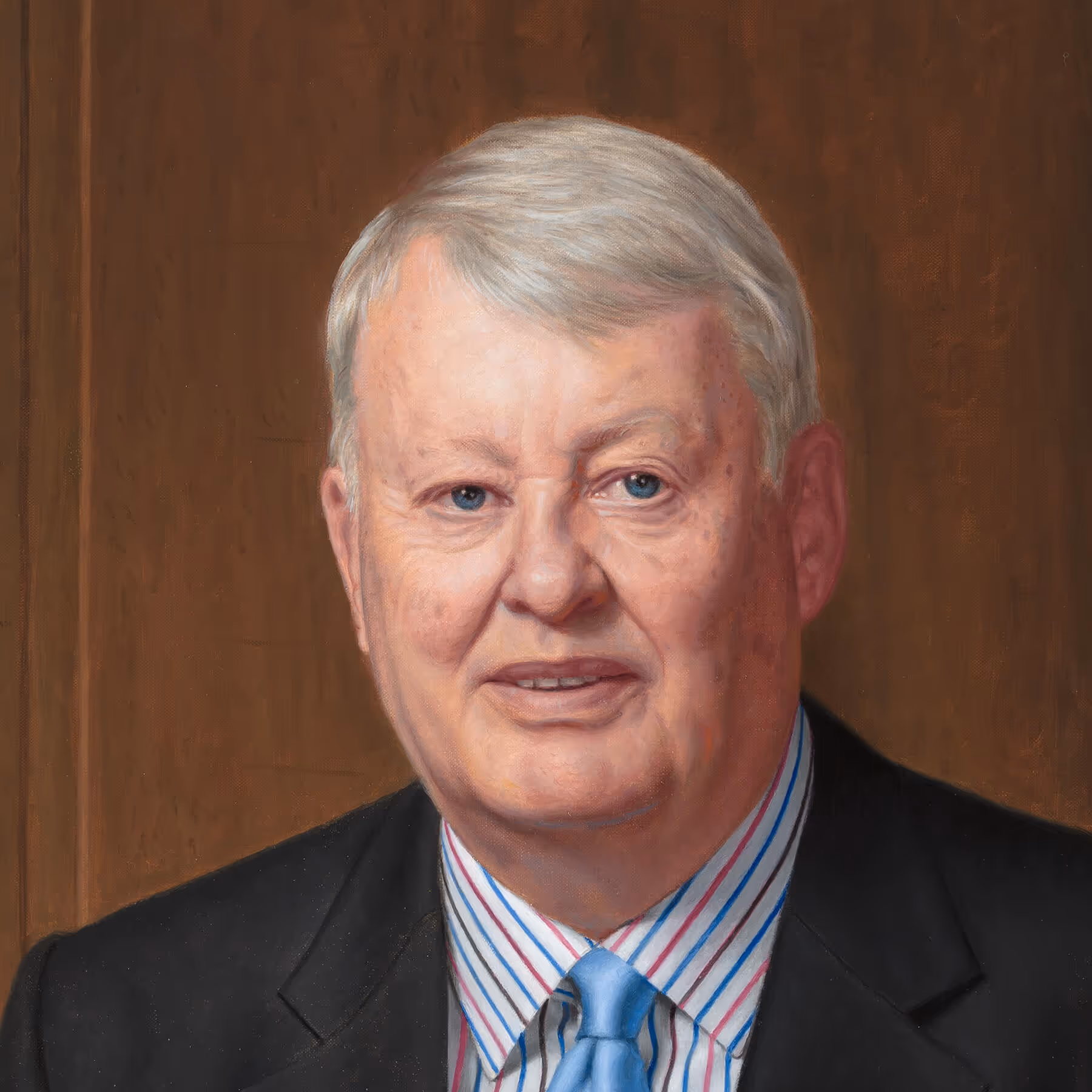 Close-up detail of Robert Cripps’s face showing expression, lighting, and flesh tones in a portrait by Marvin Mattelson.