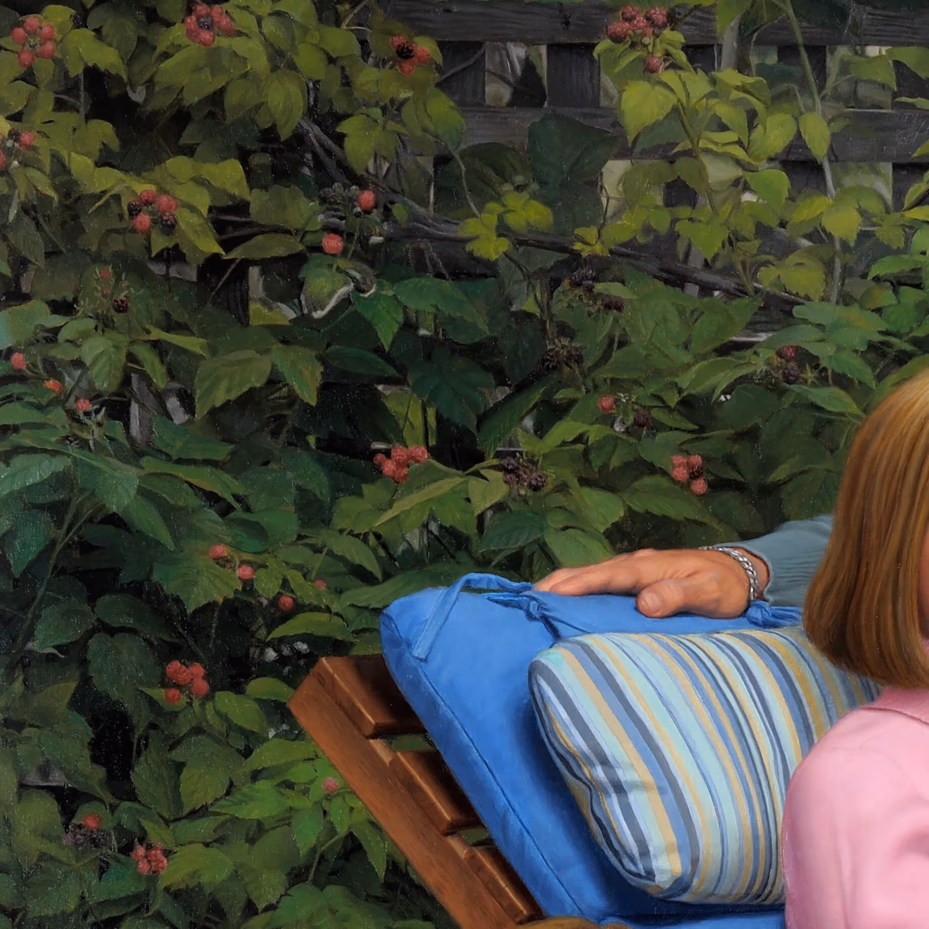 Detail of Ariel’s rooftop garden featured in a family memorial portrait by Marvin Mattelson.