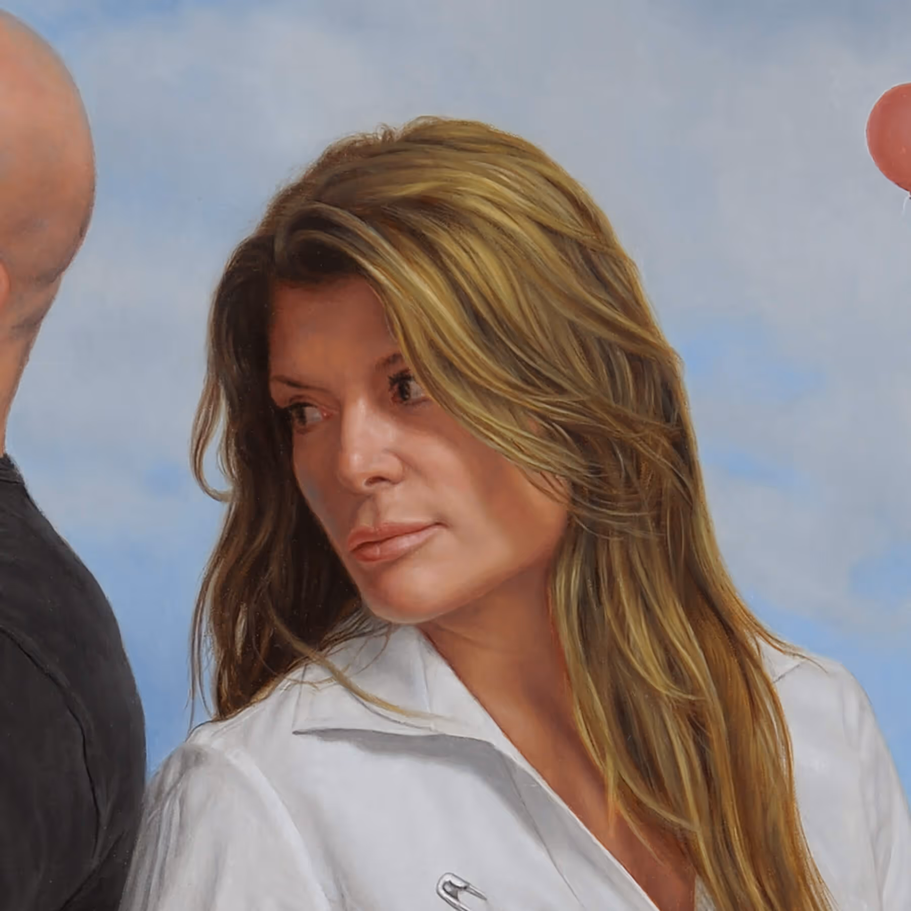 Close-up detail of Jennifer’s face and expression in a contemporary double portrait by Marvin Mattelson.