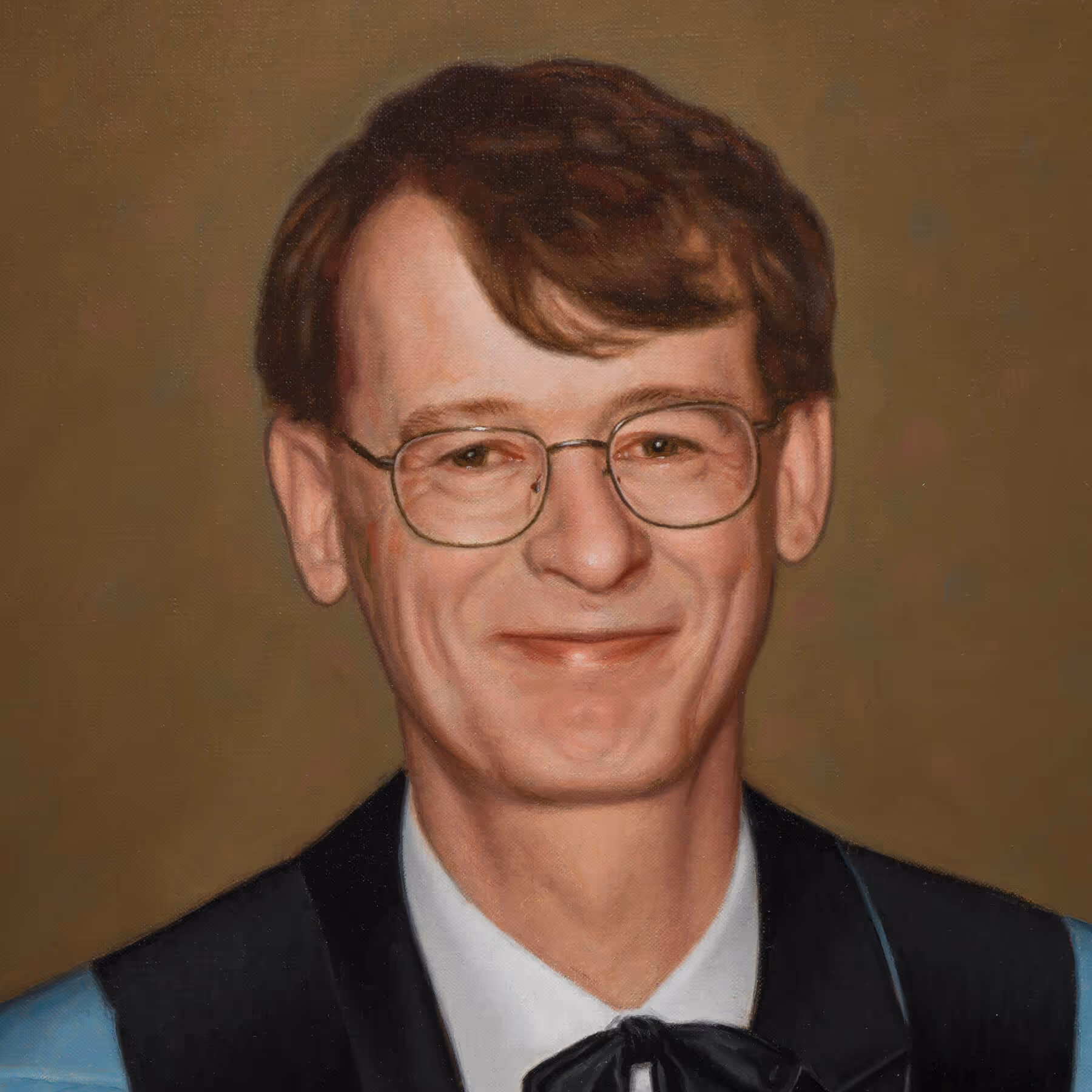 Portrait detail of Edward Cripps showing facial features, expression, and academic regalia.