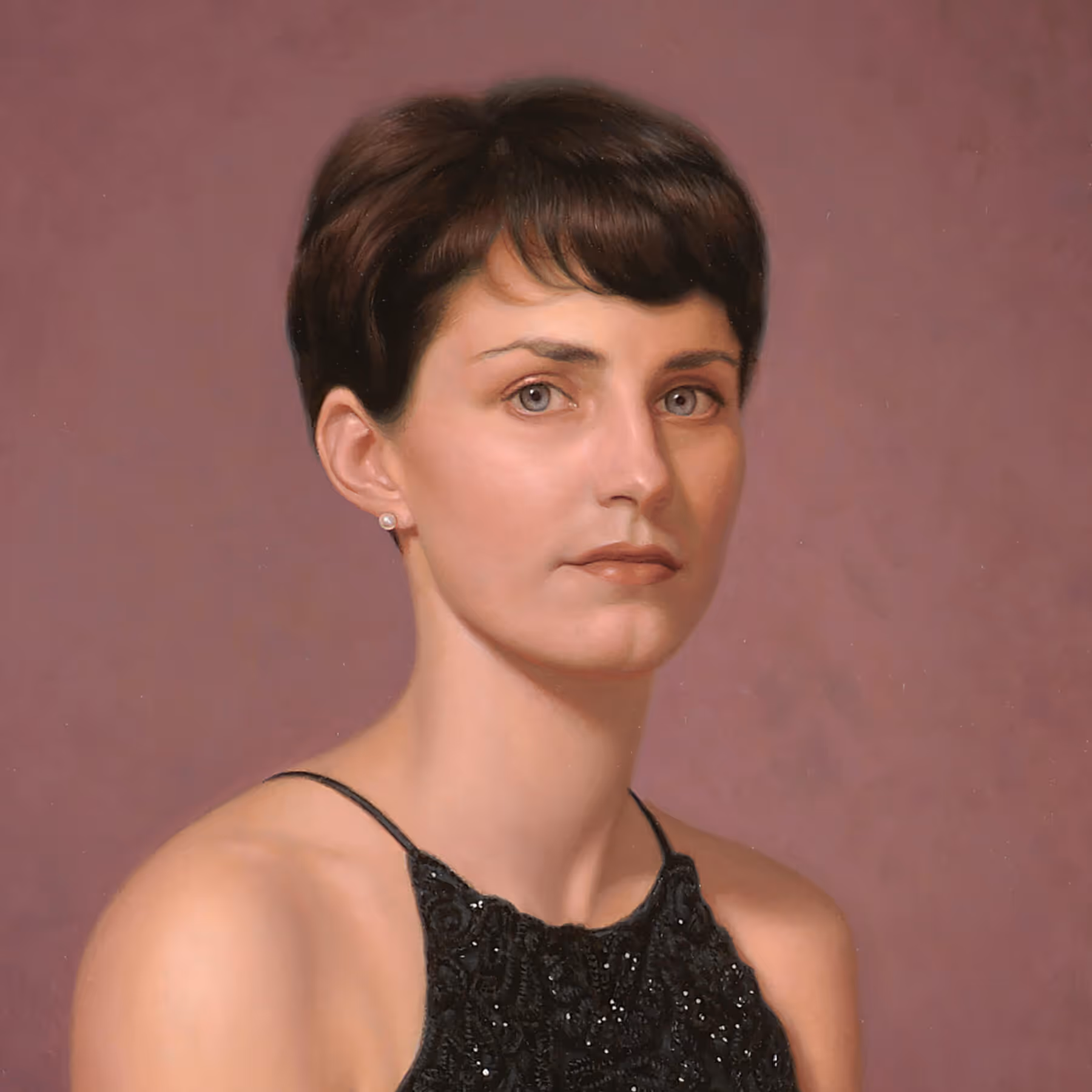 Portrait detail of Karin showing facial features, expression, and classical lighting.