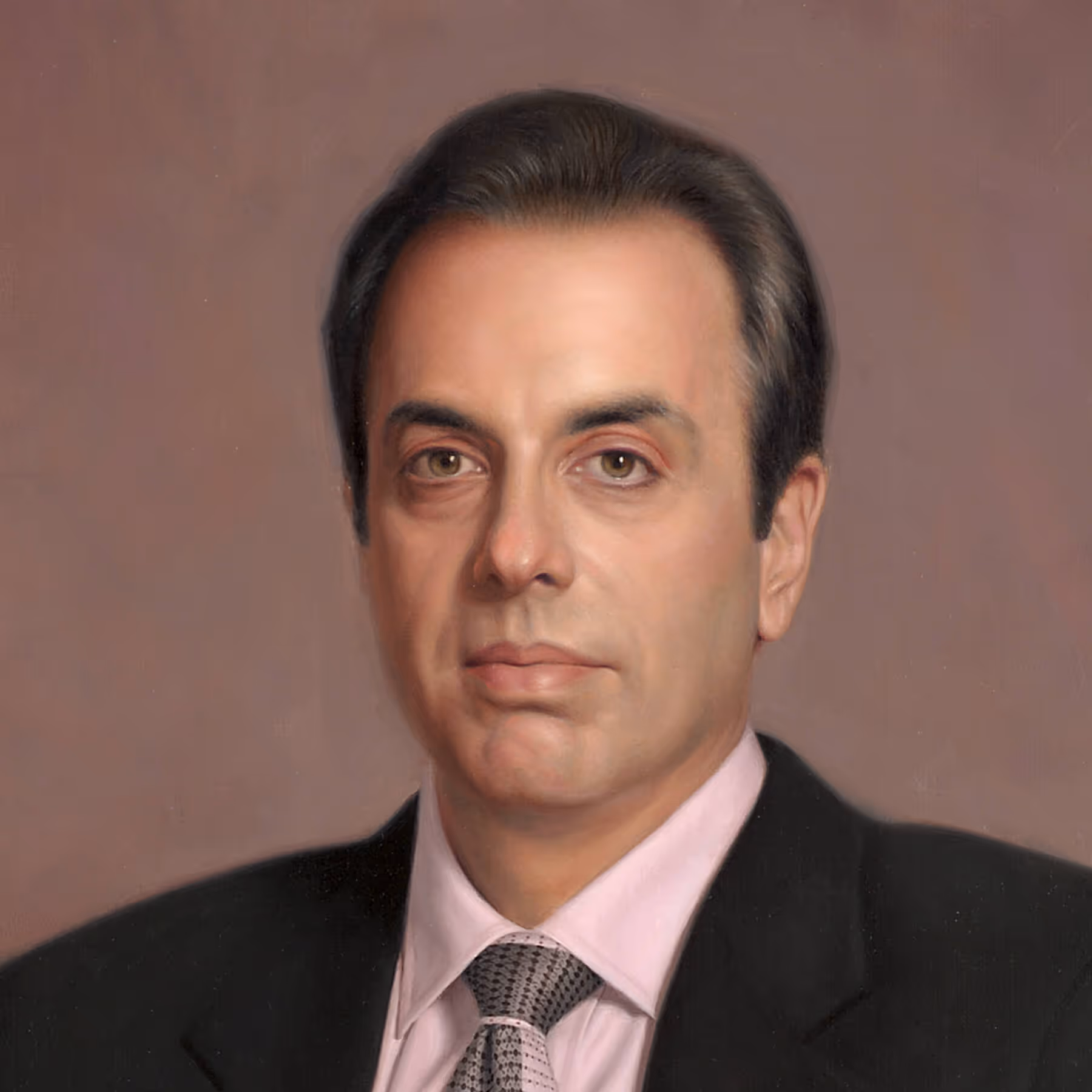 Close-up facial detail from oil portrait of Stephen Fishback