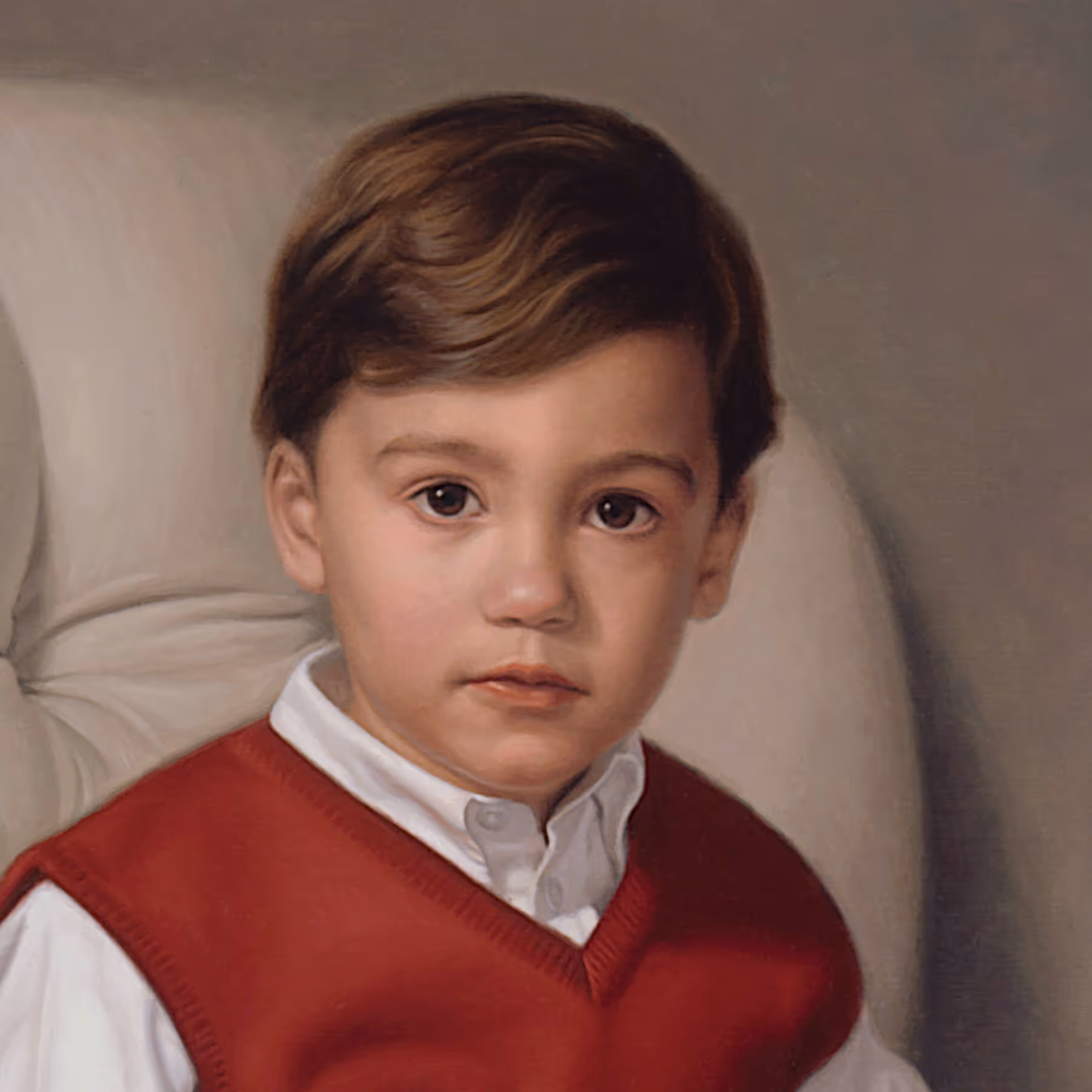 Portrait detail of Andrew showing facial features, brown eyes, and softly modeled flesh tones.