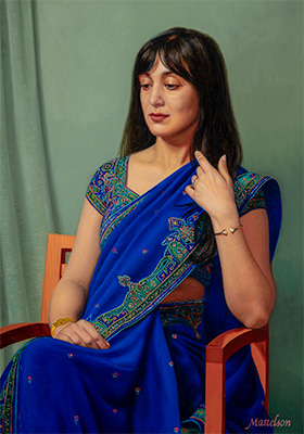 Graduation oil portrait of Noor by Marvin Mattelson.