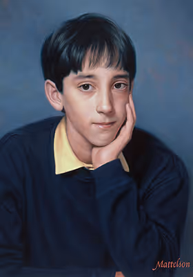 Oil portrait of teenage boy Jamie by Marvin Mattelson.