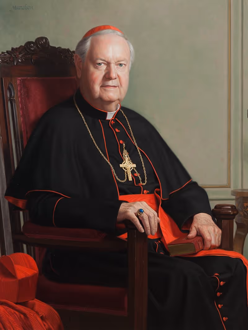 Official oil portrait of Edward Cardinal Egan, Archbishop of New York, by Marvin Mattelson.