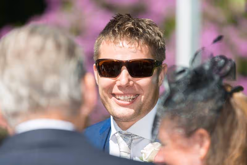 Glen Yr Afon wedding groom with sunglasses