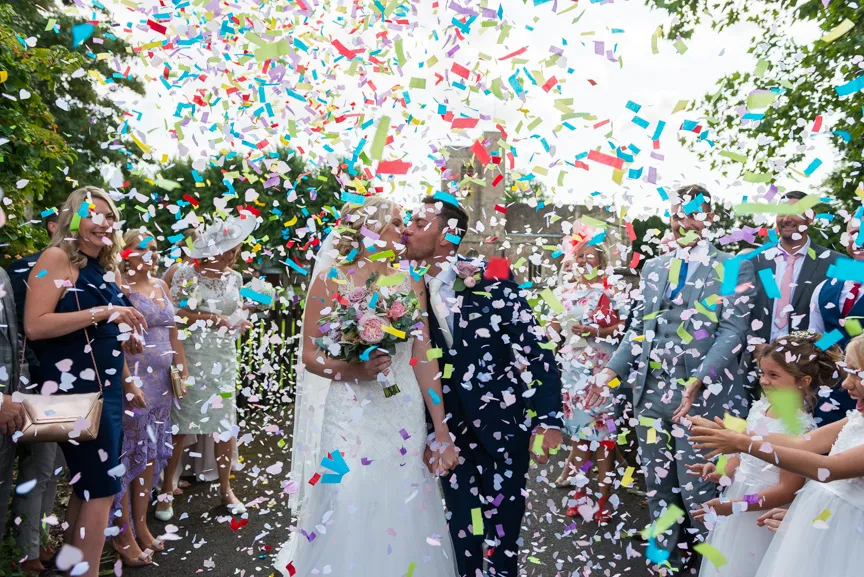 Glen Yr Afon wedding confetti at St Marys Church Magor