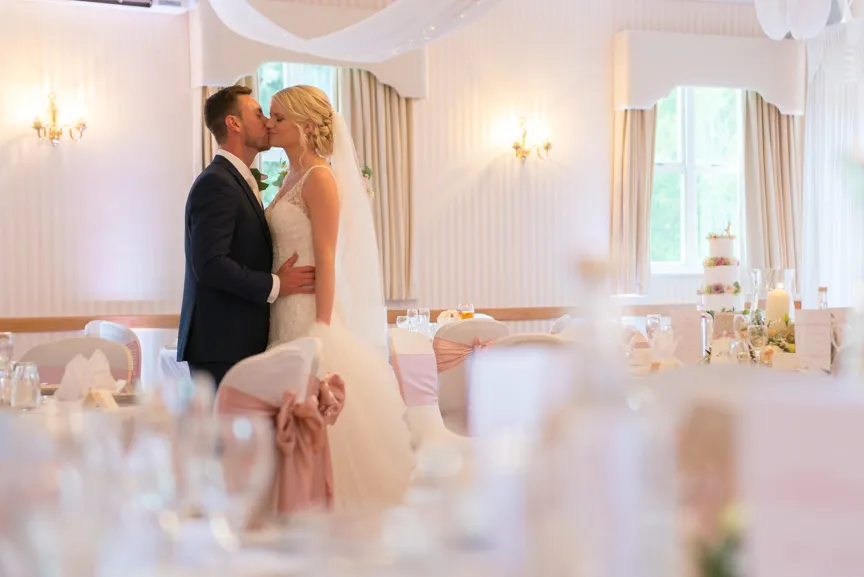 Glen Yr Afon wedding bride & groom in ballroom