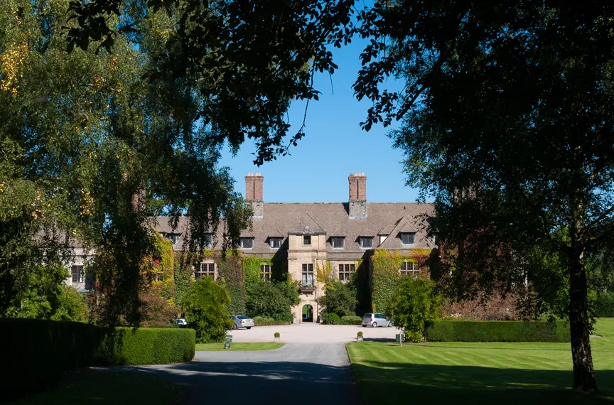 Llangoed hall wedding view from drive