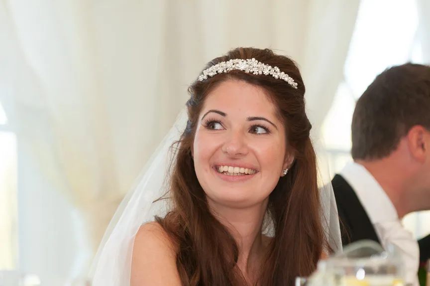 Llangoed hall wedding bride during speeches