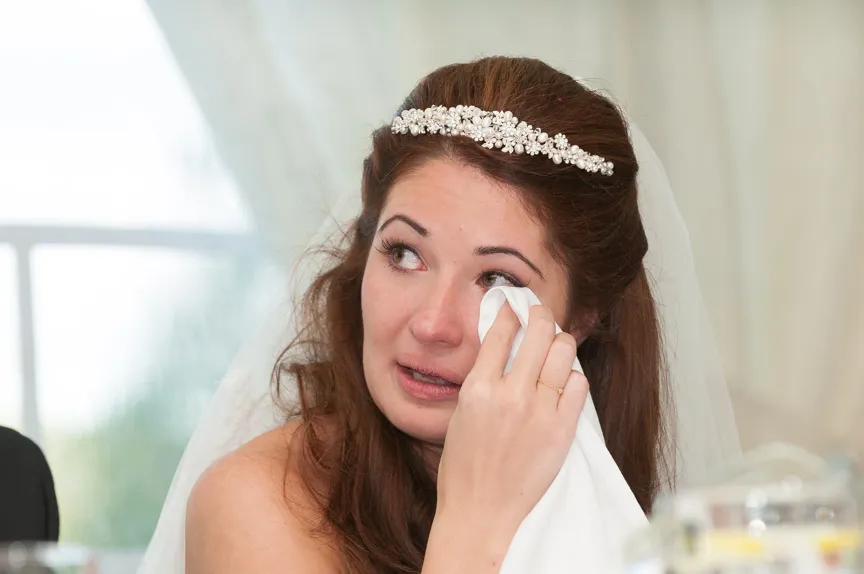 Llangoed hall wedding bride crying during speeches