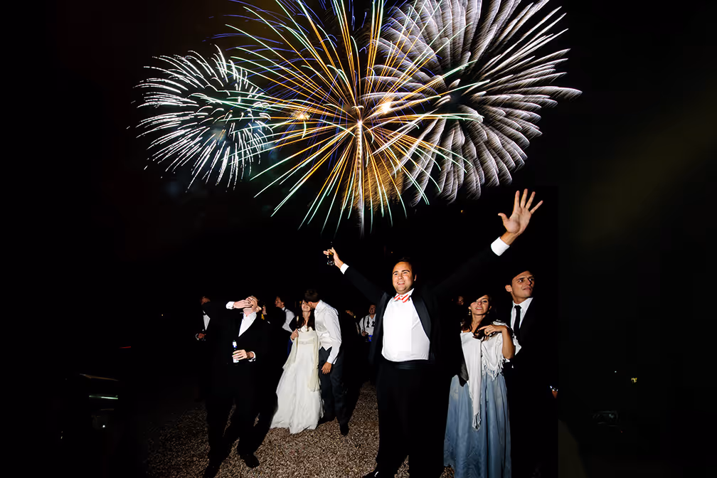 Llangoed hall wedding fireworks
