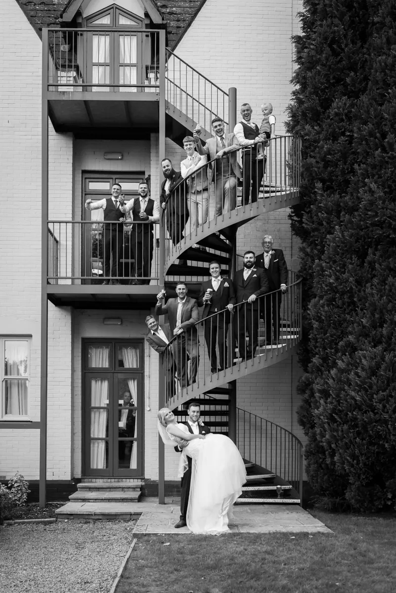 Glen Yr Afon wedding on fire escape