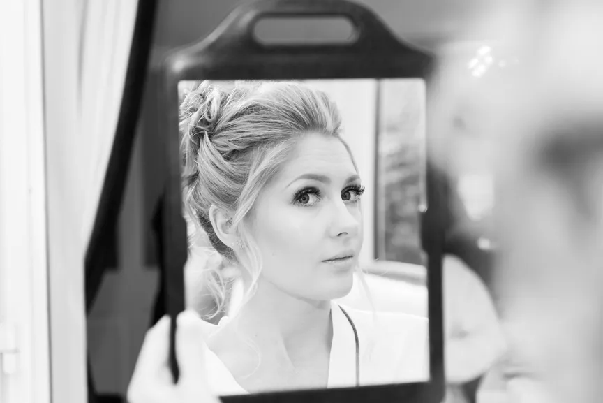 St Tewdrics House wedding bride doing makeup